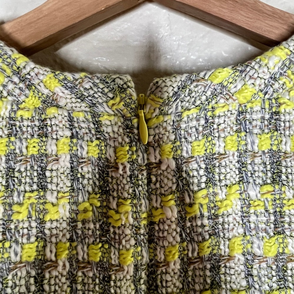 Tuckernuck Yellow and Gray Plaid Tweed V-Neck Mini Dress Long Sleeve Size S - Picture 6 of 8